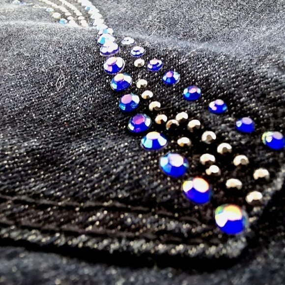 NYDJ EUC Women's 8 Boot Cut Style# 1000 Dark Blue Bling Colorful Beaded Jeans - Picture 12 of 13